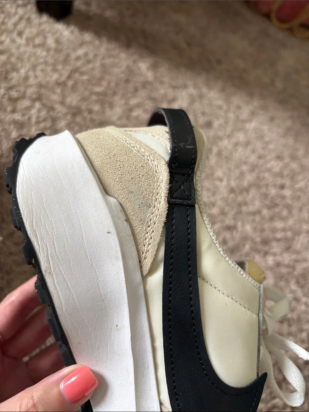Nike Cream and Black Retro Sneakers